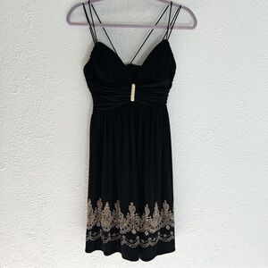 Y2K Cache Black & Gold Sequin Beads Cocktail Dress Sz 4